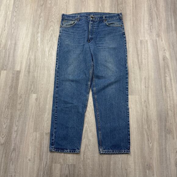 Carhartt Relaxed Fit Straight Leg Jeans Men's 40 x 32 Blue Workwear Work Rodeo - Picture 1 of 9
